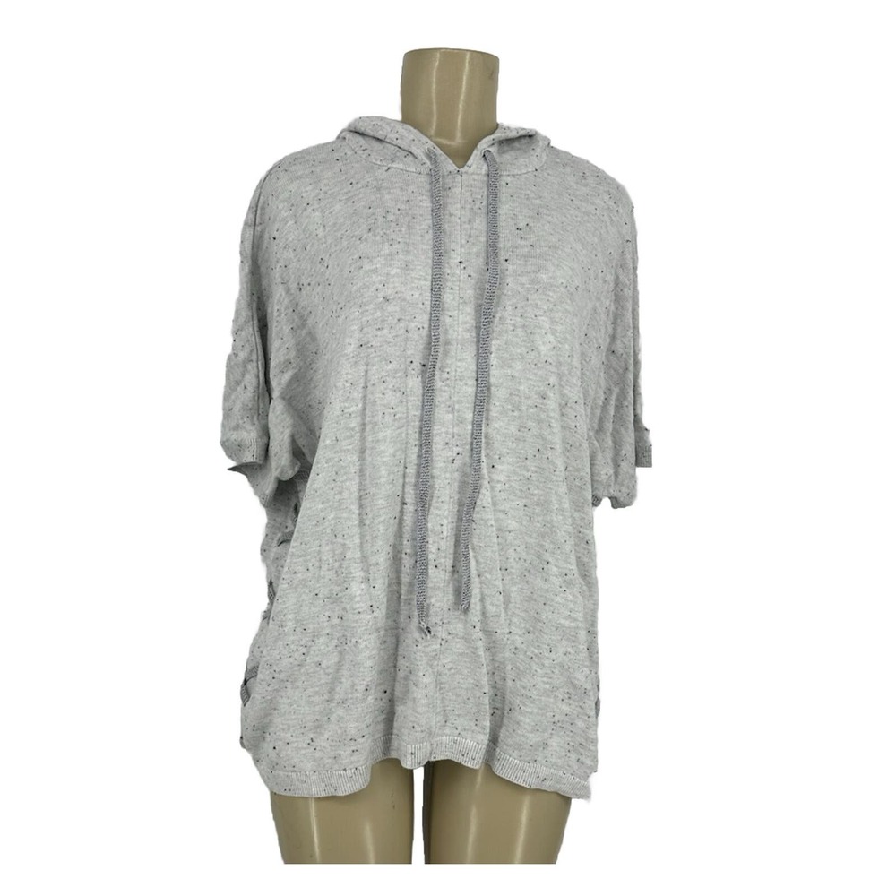 Cabi Small Women 3473 In Stitches Pullover Sweater Hooded Short Sleeve 2-11